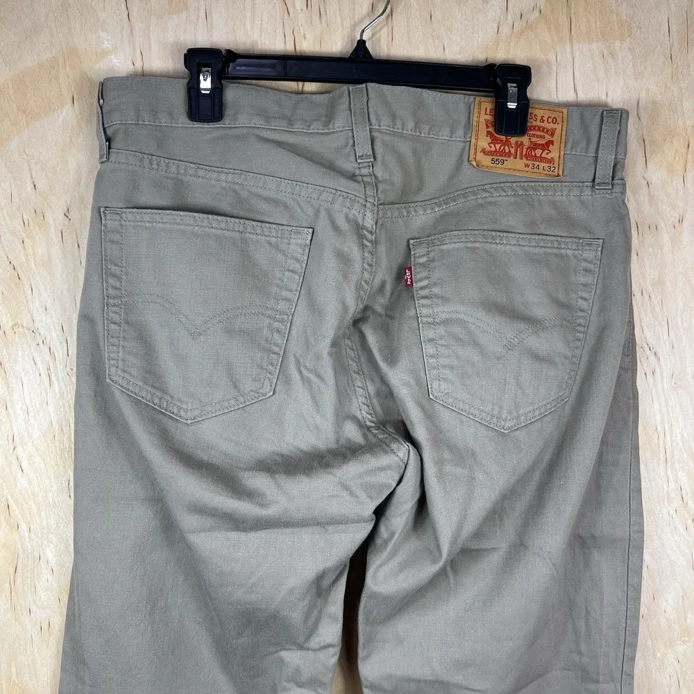 Levi's 559 Men's Jeans 34x32 Beige Relaxed Straight Denim Casual Used